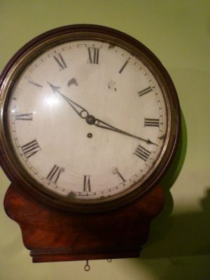 Georgian Drop Dial Flame Mahogany Wall Clock