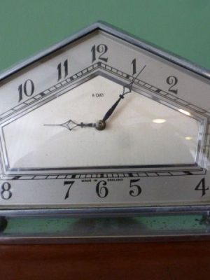 An Art Deco Silver Plated Mantel Clock