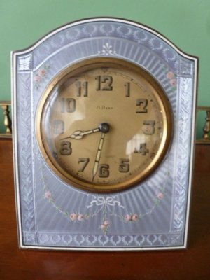 A superb Hallmarked Silver and Enamelled Strut Clock