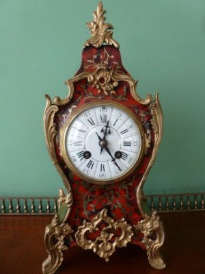 French Boule Red Tortoiseshell Mantel Clock