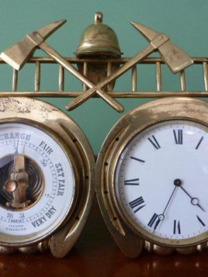 French Clock Barometer in the Fireman's Theme