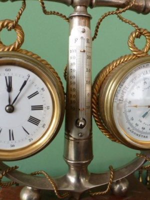 A fine French  Industrial Clock / Barometer and Thermometer