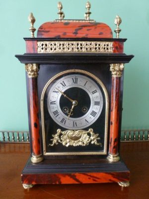 A very Fine French Tortoise Shell & Ebony Mantel Clock
